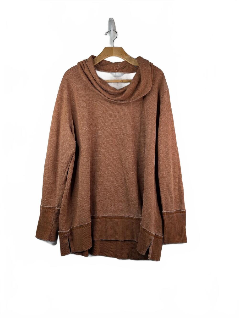 Natural Reflections  Cowl Neck Sweater Warm Clay Terracotta Brown 2X